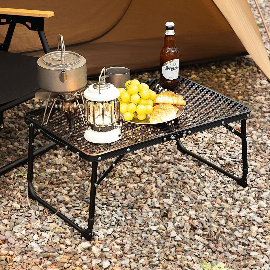 【原始人乌金铝桌】铝合金露营野餐网格桌超轻便携泡茶桌烧烤小桌子