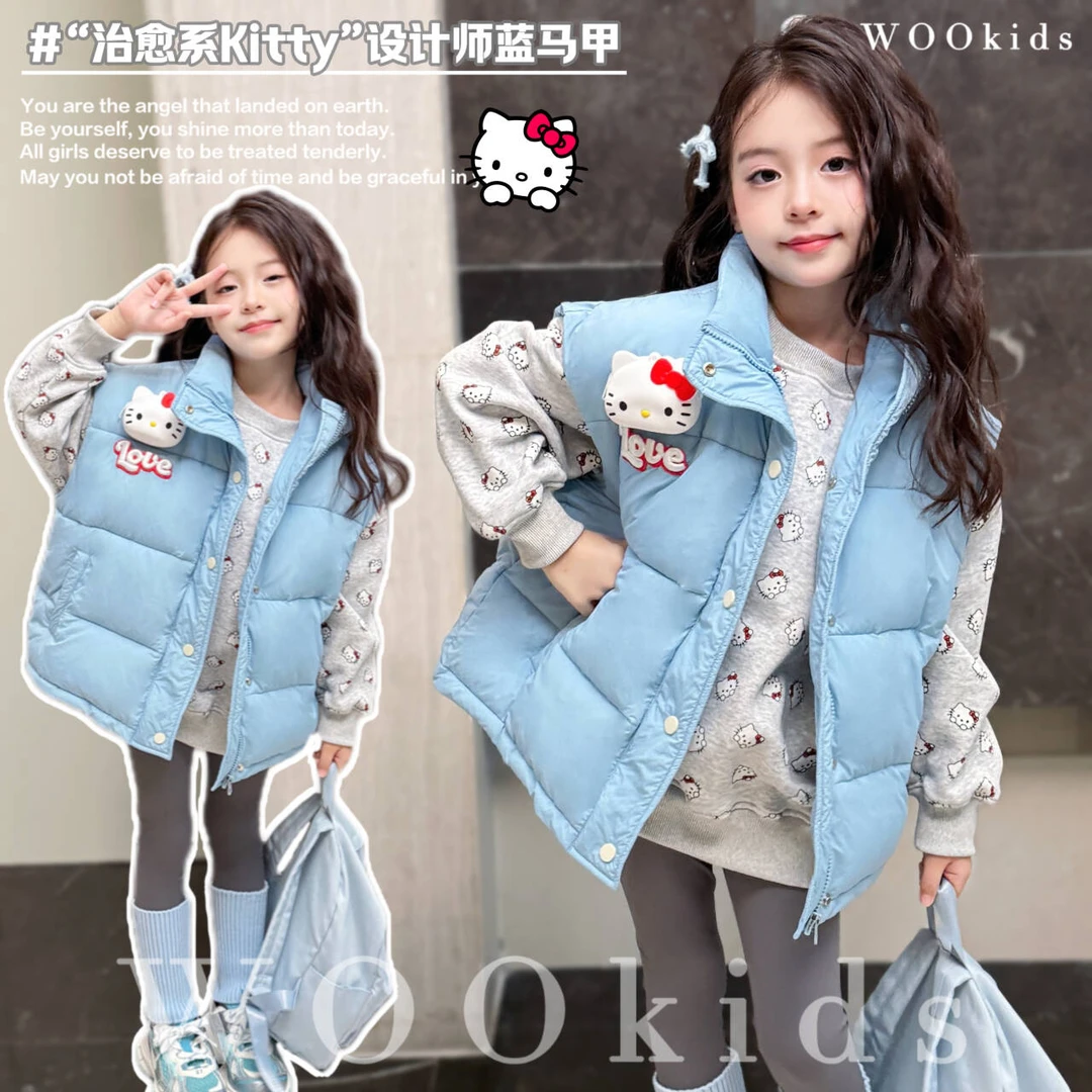 现货WOOkids5【kt蓝】兄妹装新款设计师高定马甲 W24101501