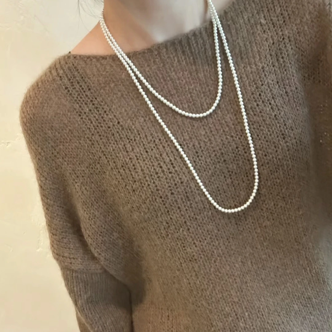 链子925银 加长毛衣链8mm百搭休闲多层长款长链