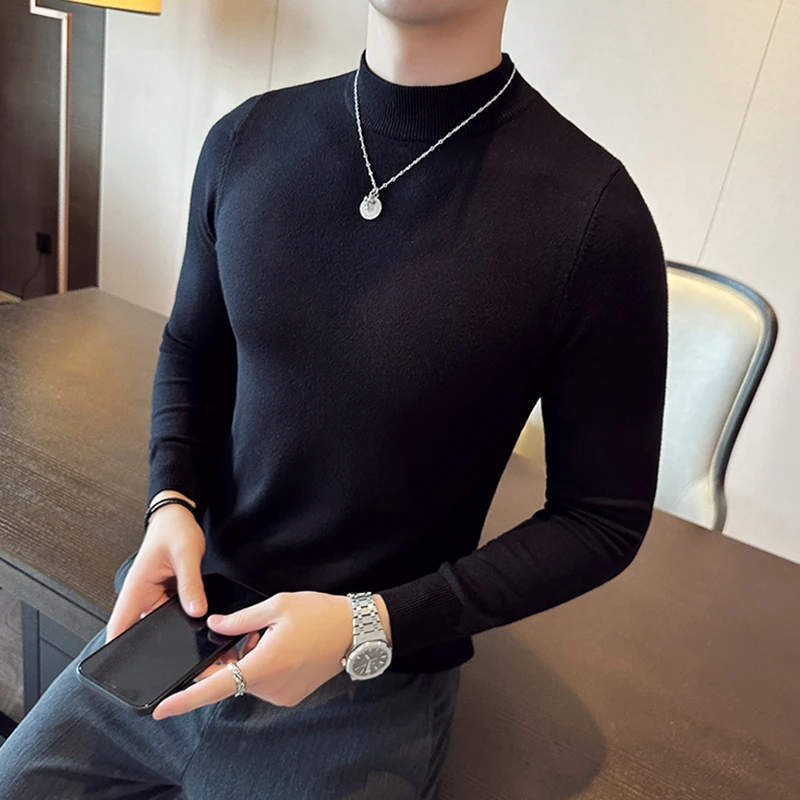 半高领毛衣爆款2025新款成熟痞帅男装修身秋季休闲长袖针织打底衫