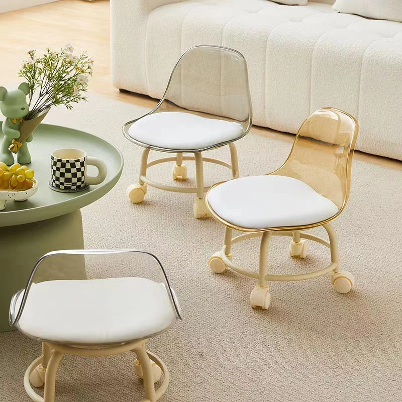 滑轮小凳子 家用板凳椅子 万向轮学步凳子家用懒人靠背轮滑凳美缝