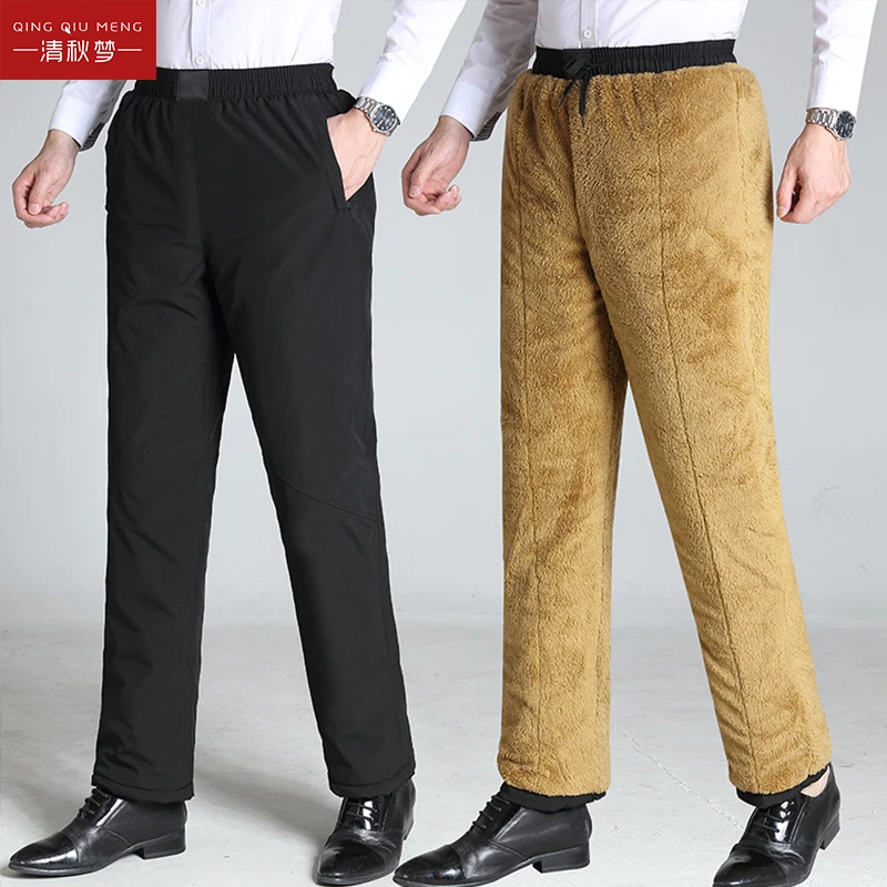 爸爸冬装加绒加厚棉裤中老年人男裤保暖长裤子中高腰爸爸直筒裤子