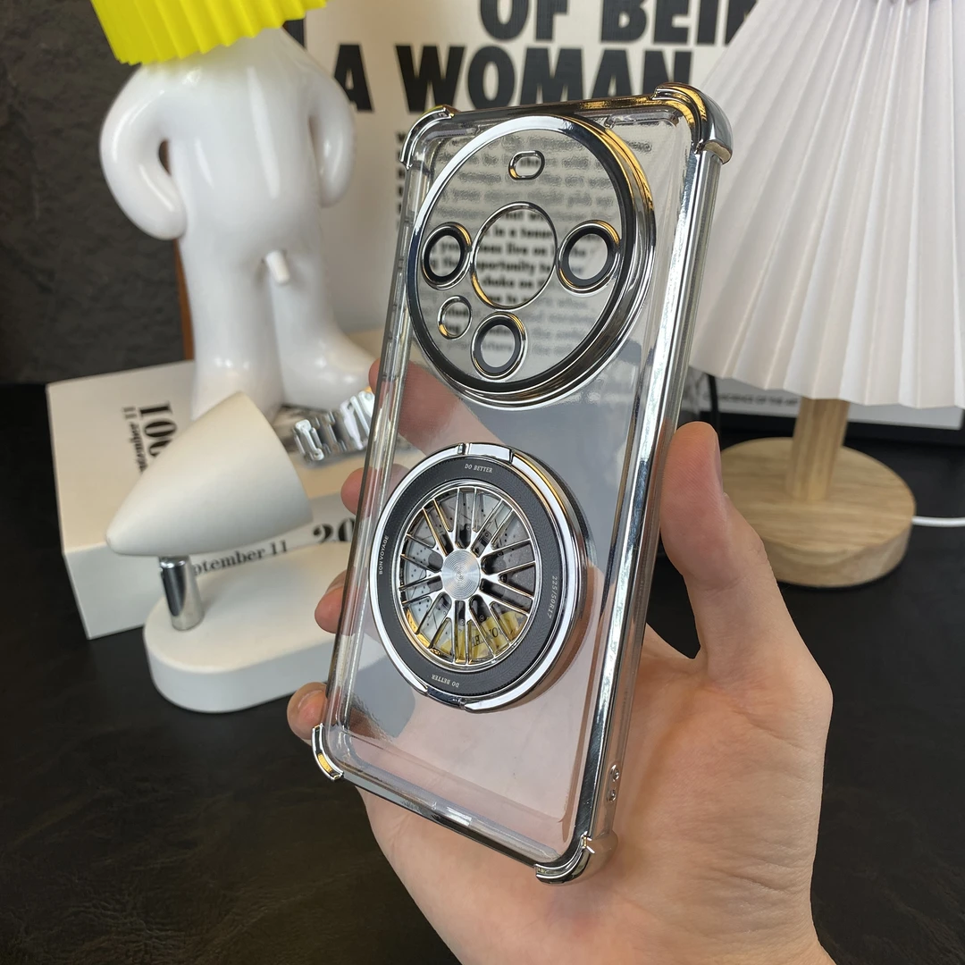 适用华为Mate60 Pro+冰透气囊支架透明壳防摔边超薄裸机手感