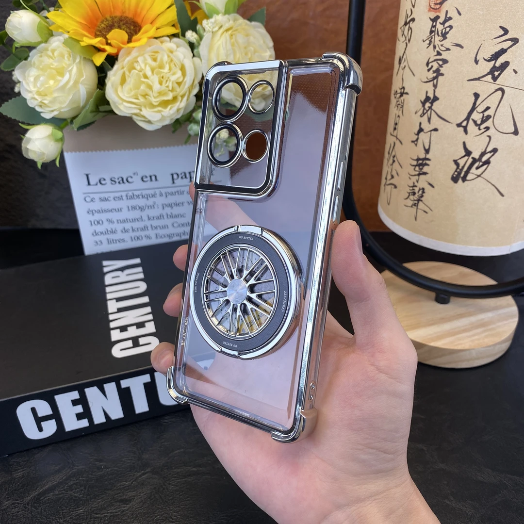 适用OPPO Reno8pro冰透气囊支架透明壳防摔边超薄裸机手感全包