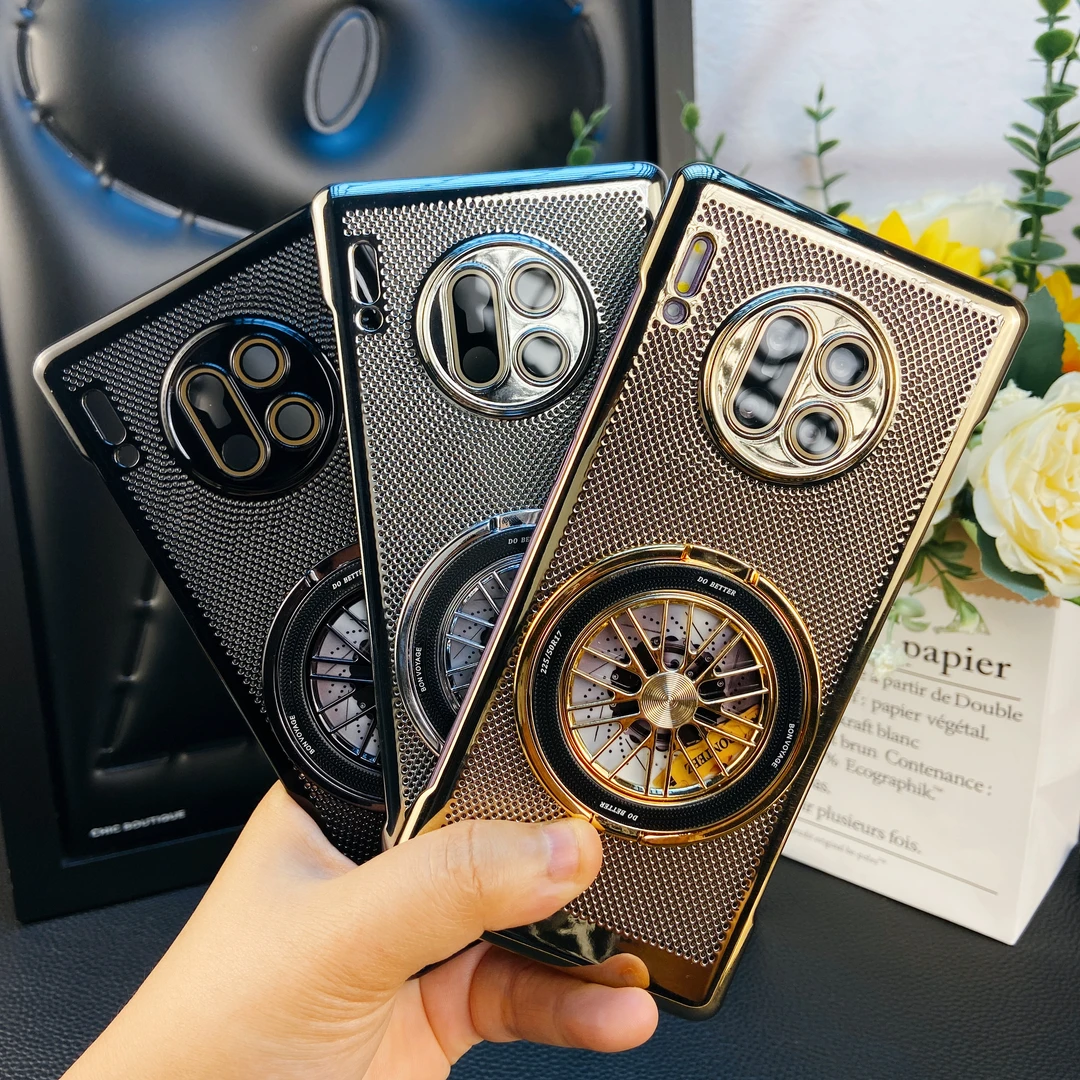 解压陀螺支架适用华为Mate30pro电镀网格散热壳自带镜头膜防摔