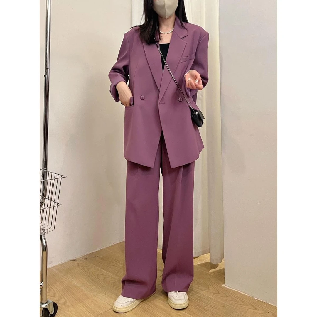 秋装洋气大码女装西装套装胖mm职业西服外套显瘦休闲阔腿裤两件套