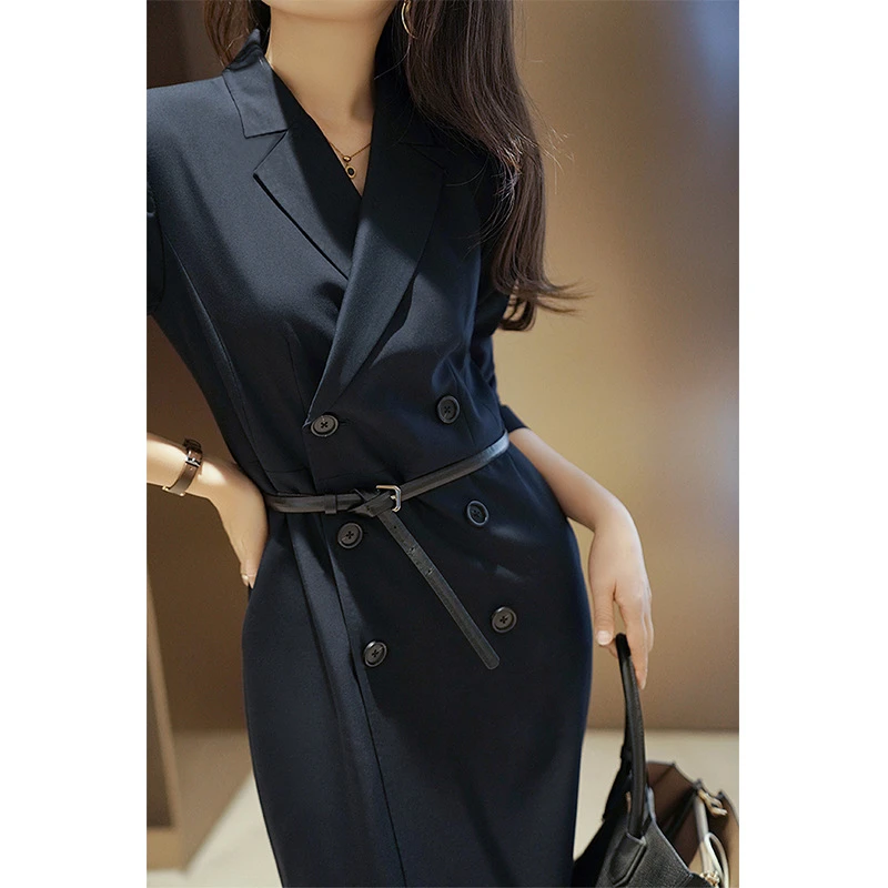 胖妹mm西装连衣裙女大码高级感收腰职业气质女神范高端西服领长裙