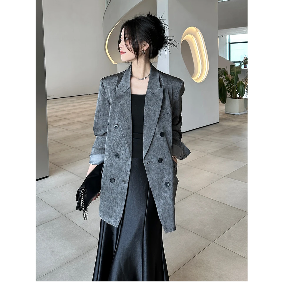 秋季新款大码女装胖mm韩版小众显瘦时尚西装吊带裙两件套装200斤