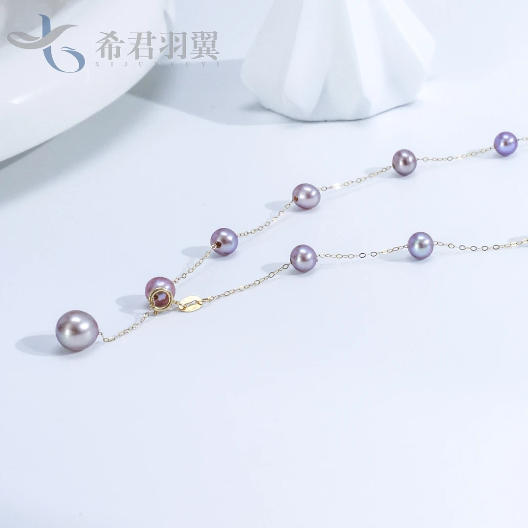 希君羽翼【希希】梵高画展18k金20颗天然淡水珠满天星