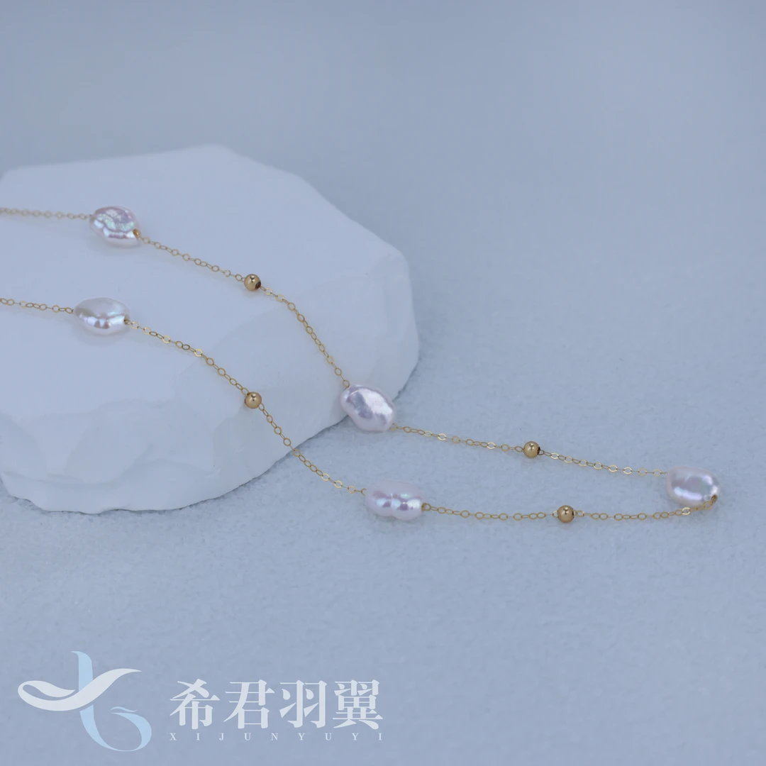 希君羽翼卡普里假日18k天然淡水珍珠Keshi项链（多样性发货发一）