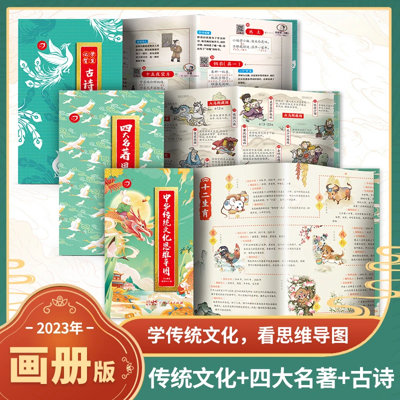【中华传统文化思维导图】折页 四大名著+古诗词精美图解