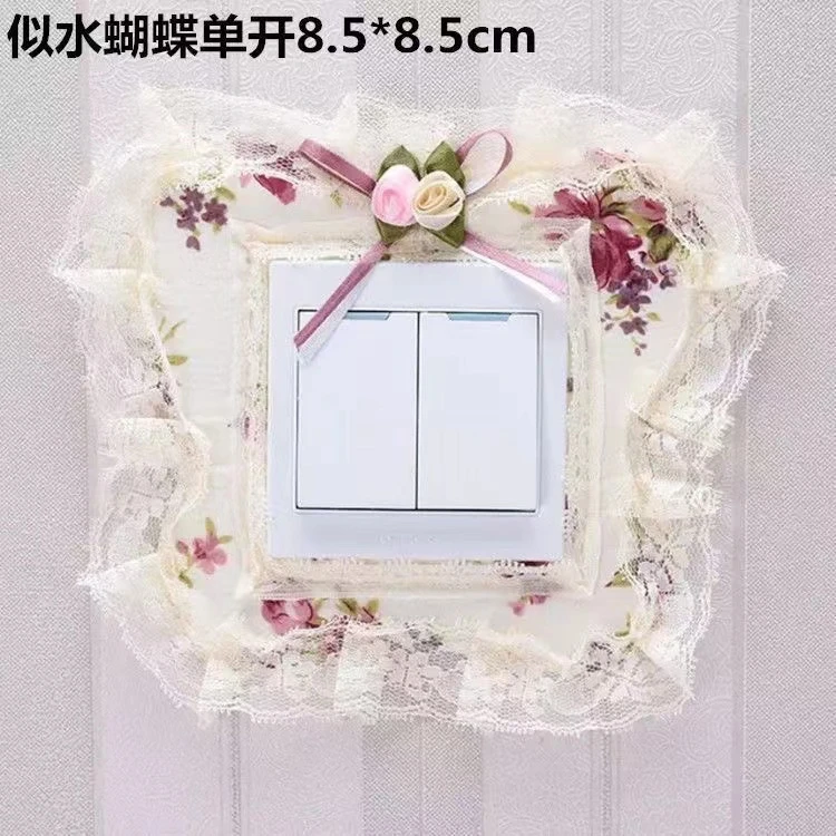 开关保护套布艺蕾丝双开关贴墙贴创意客厅卧室灯插座桃心简约现代