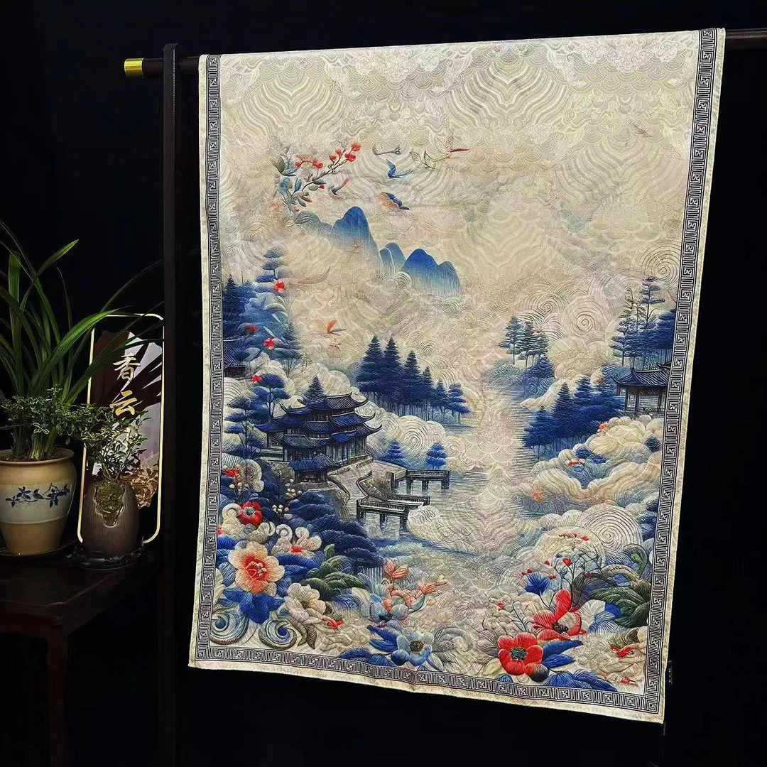 【祥云仙境】龙鳞纹香云纱长巾新中式国风百搭丝巾70*180（411-A）