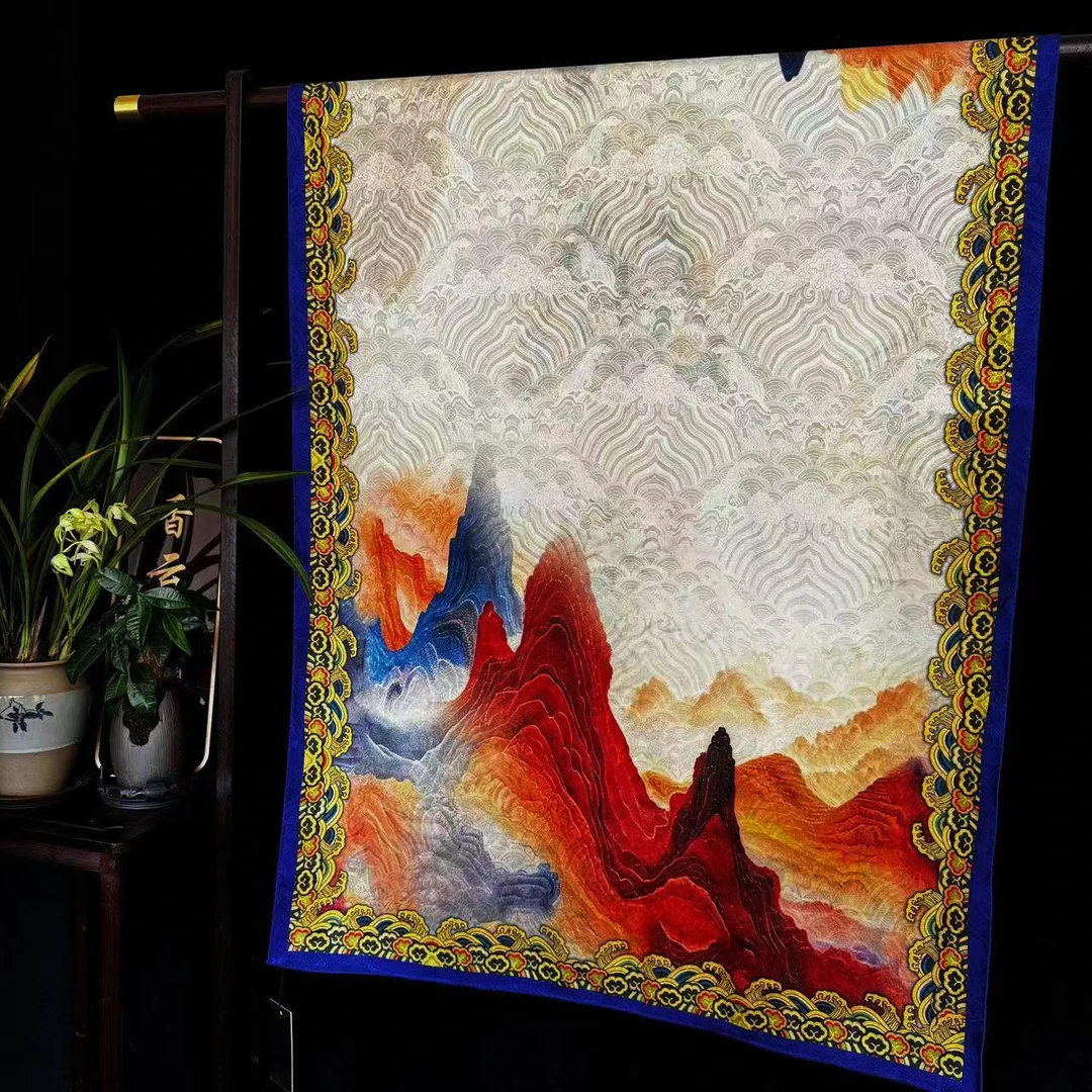 【七彩云山】龙鳞纹香云纱长巾新中式国风百搭丝巾70*180（A-518）