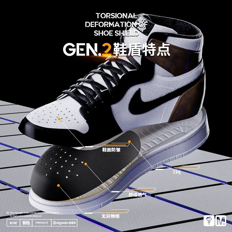 迈高乐aj1鞋头防折痕硅胶防痛 鞋头防皱鞋盾防褶皱空军一号dunk球