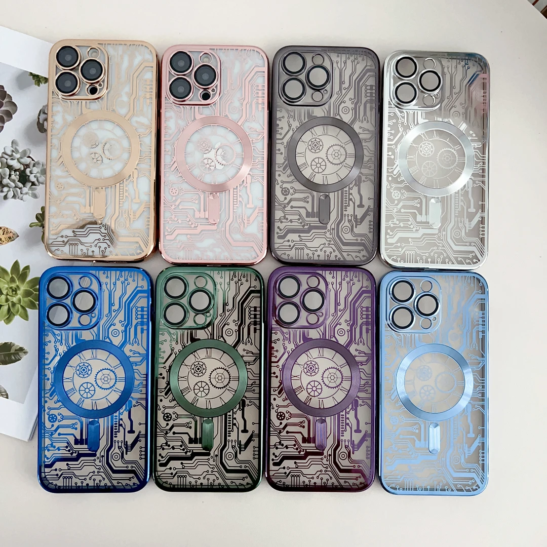 新款ipone11机械钟表磁吸12高端13pro金属感14无线充电15promax壳