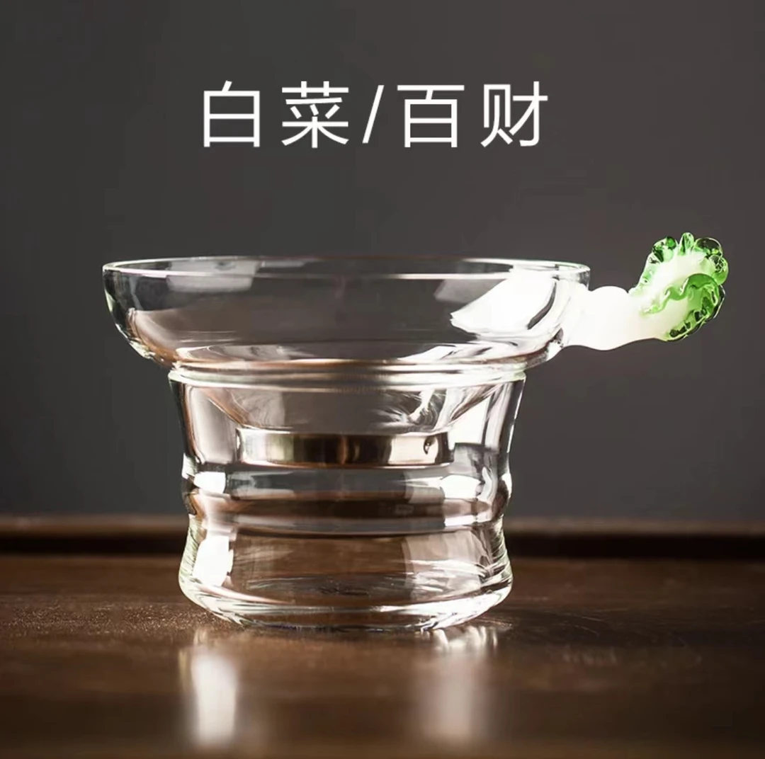高硼硅耐热玻璃白菜茶漏 创意茶道过滤分茶家用茶漏斗