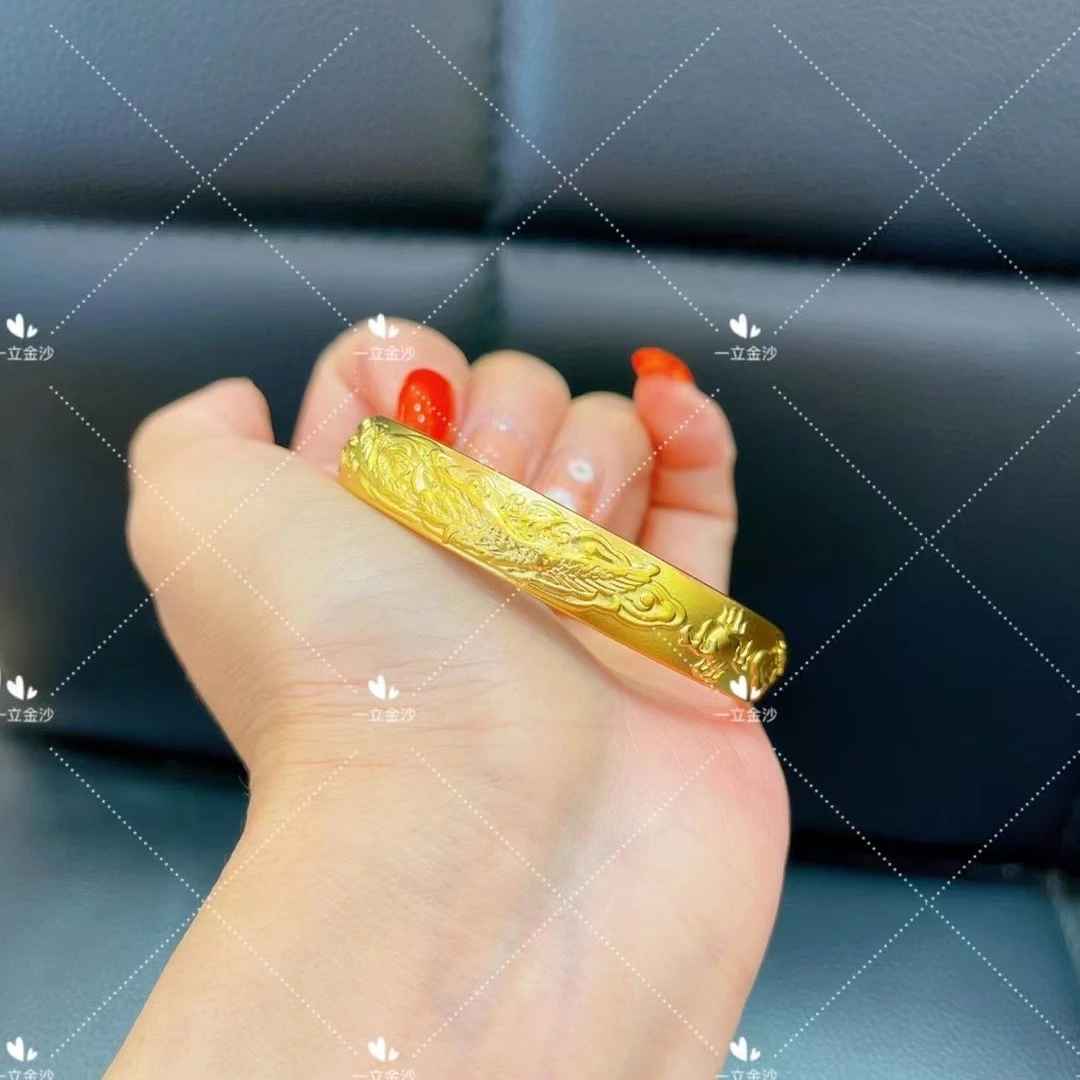 铜合金手镯 开口龙凤心经手镯