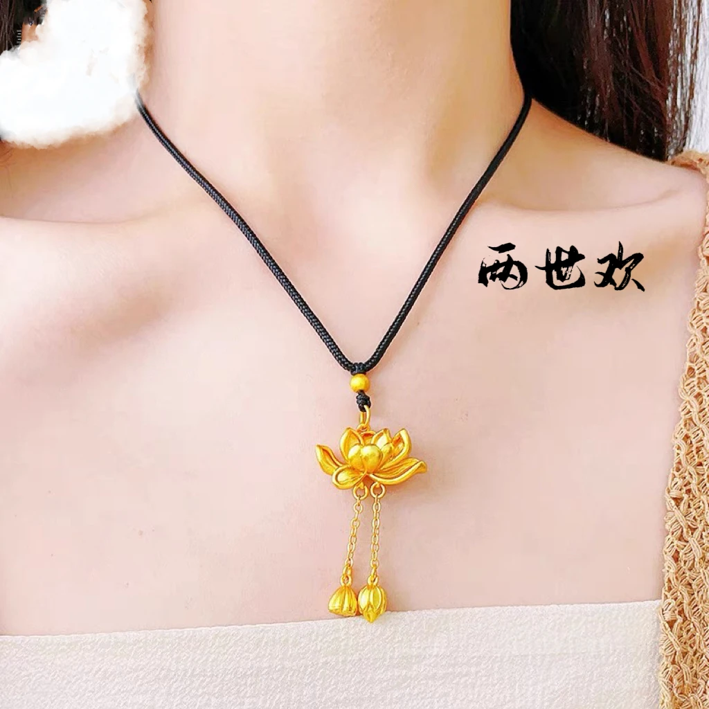 铜合金布艺项链 两世欢黑绳项链精美时尚布艺项链