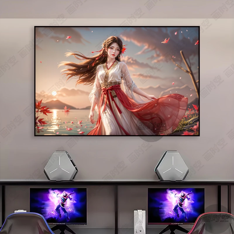 完美世界火灵儿装饰画卡通国漫纯欲美女宿舍电竞酒店房间卧室挂画