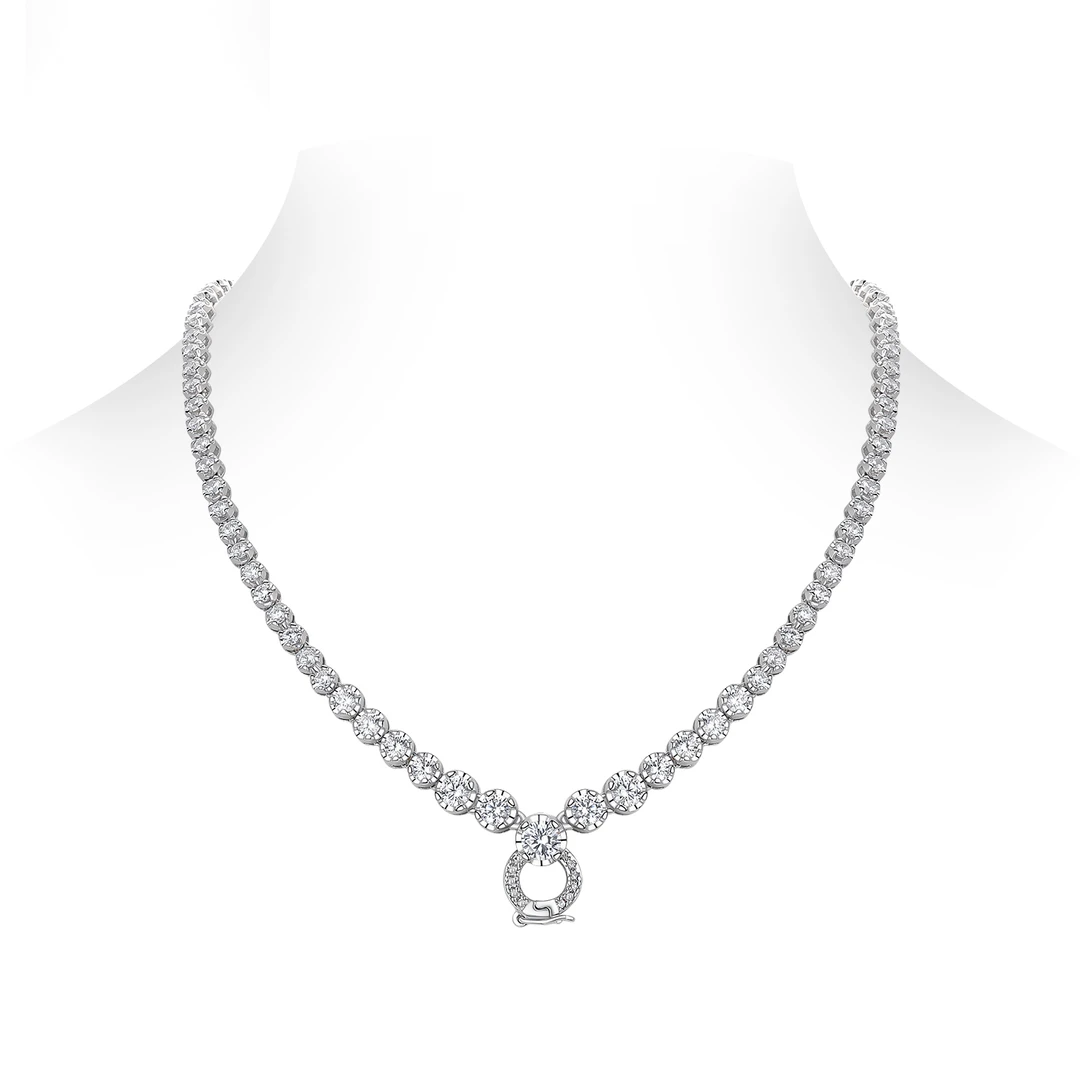 坠链均925银合成锆石 M▪Y 气质手工豪华时尚百搭镶嵌高碳钻项链
