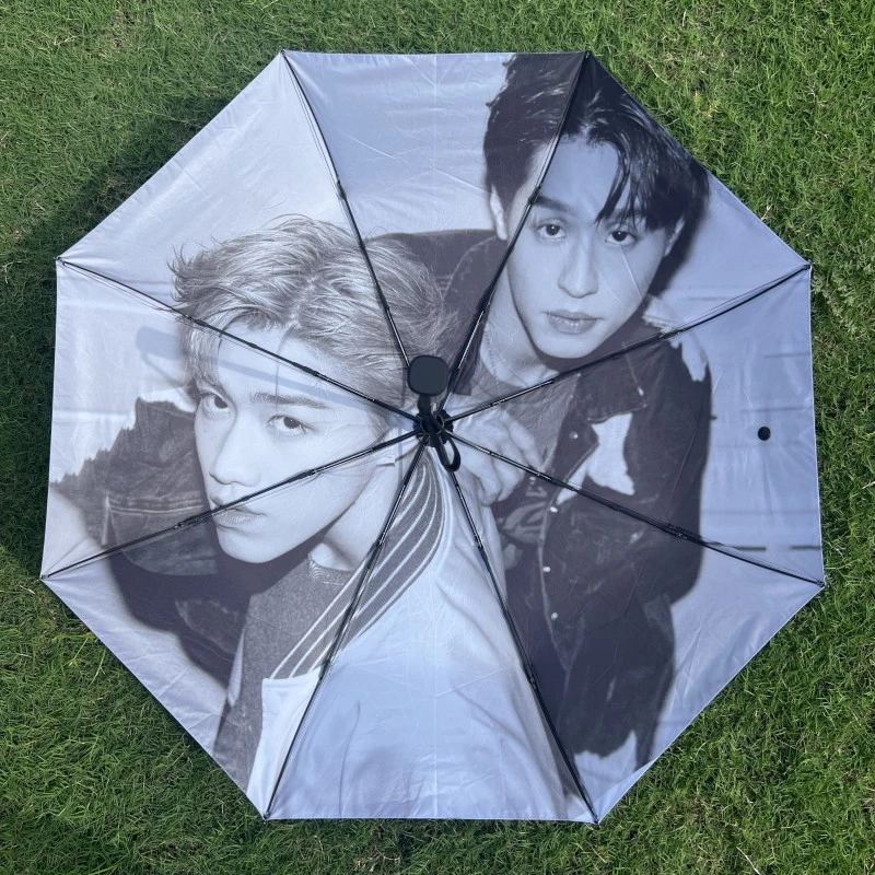 马群耀林祎凯学生周边黑胶防紫外线全自动三折加大抗风晴雨两用伞