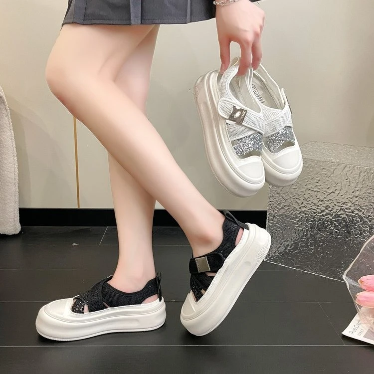 仙女风真皮凉鞋2024夏季新款舒适镂空透气百搭配裙子休闲小白鞋