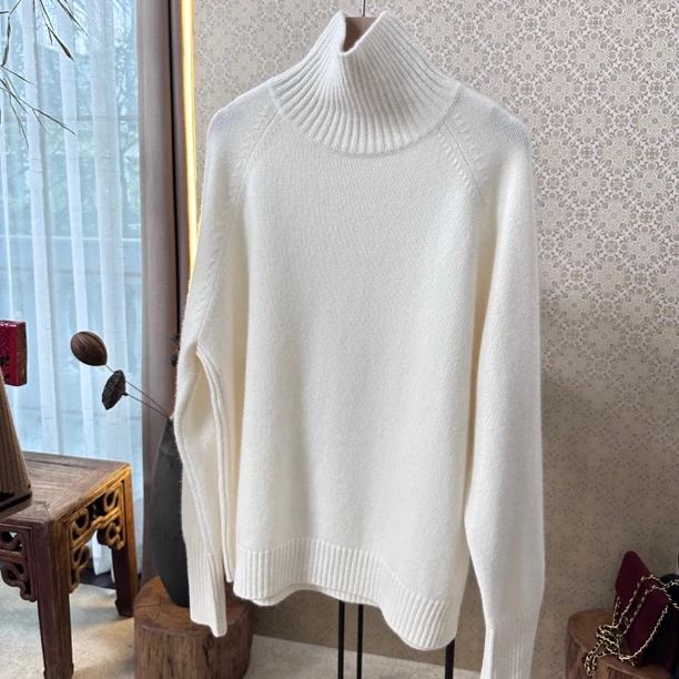 经典王菲同款/直角肩圆领 纯羊绒宽松内搭套头衫 秋冬百搭纯色