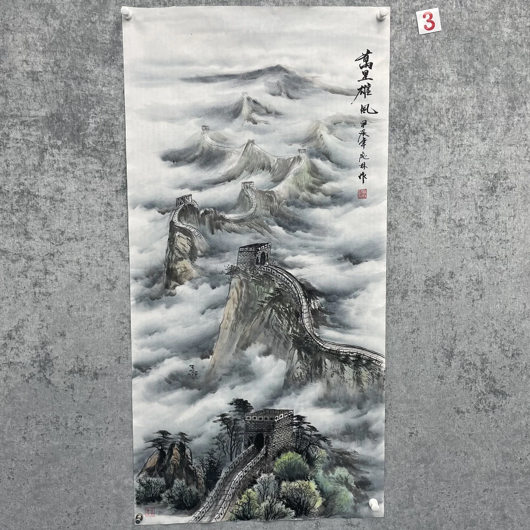 万里雄风客厅书房挂画140*70手绘作者庞林