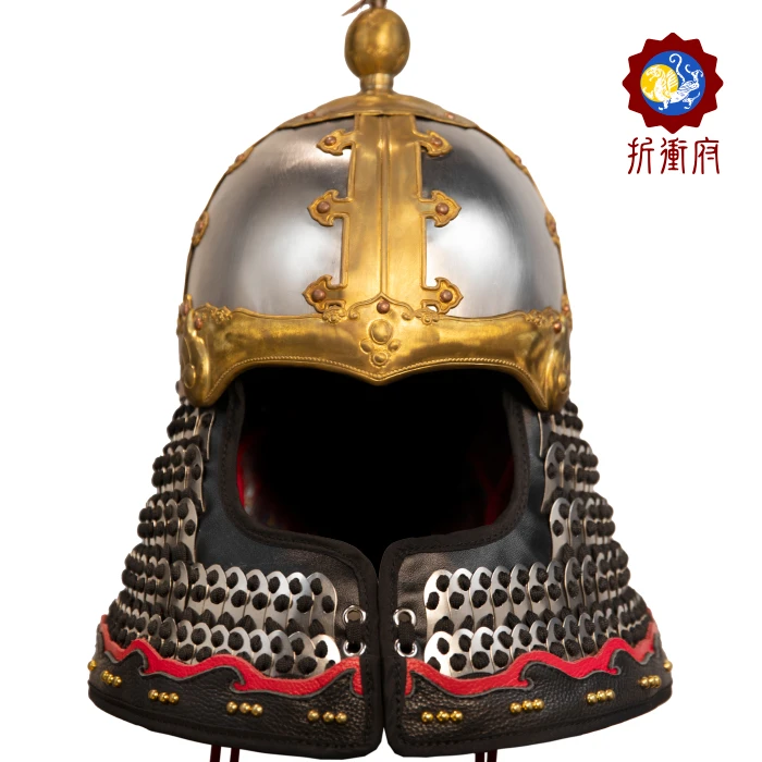 折冲府殿前司胖虎明光甲渤海盔亮银手工錾刻渤海盔真人可穿戴