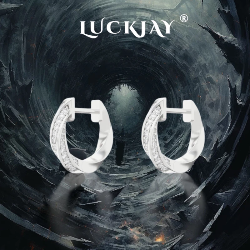 LUCKJAY 合金合成锆石耳饰 时光无界 莫比乌斯耳环欧美简约设计感
