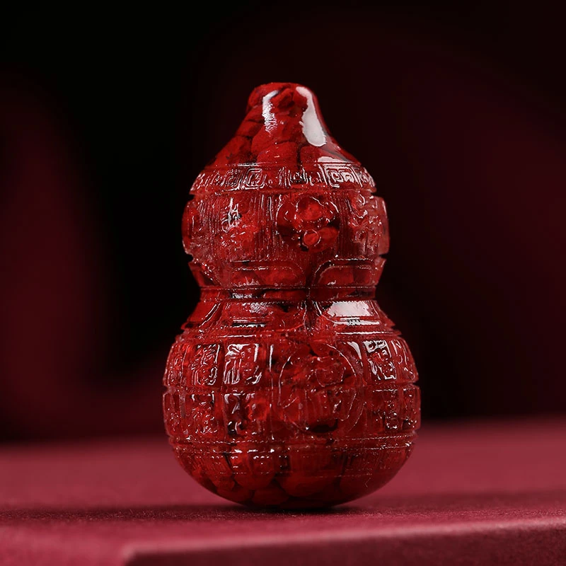 含辰砂工艺品朱砂吊坠钥匙扣手机链 晶体砂福字款葫芦