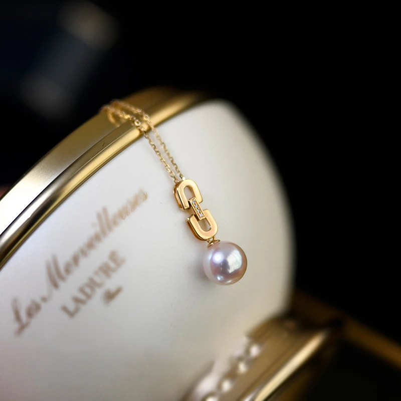 金色时尚轻奢设计感创意回形针吊坠饰品锁骨链项链