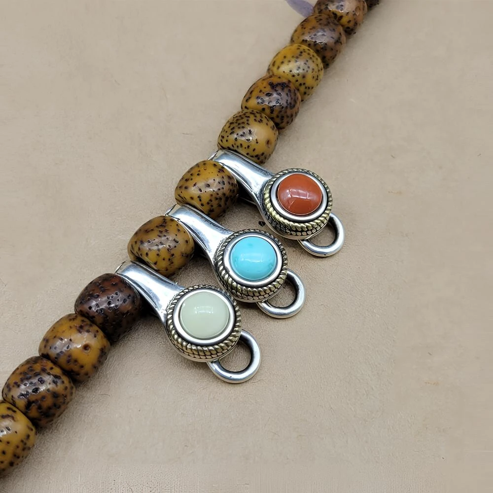 新中式绿红银色卡子侧挂文玩佛珠DIY高端手链项链配饰