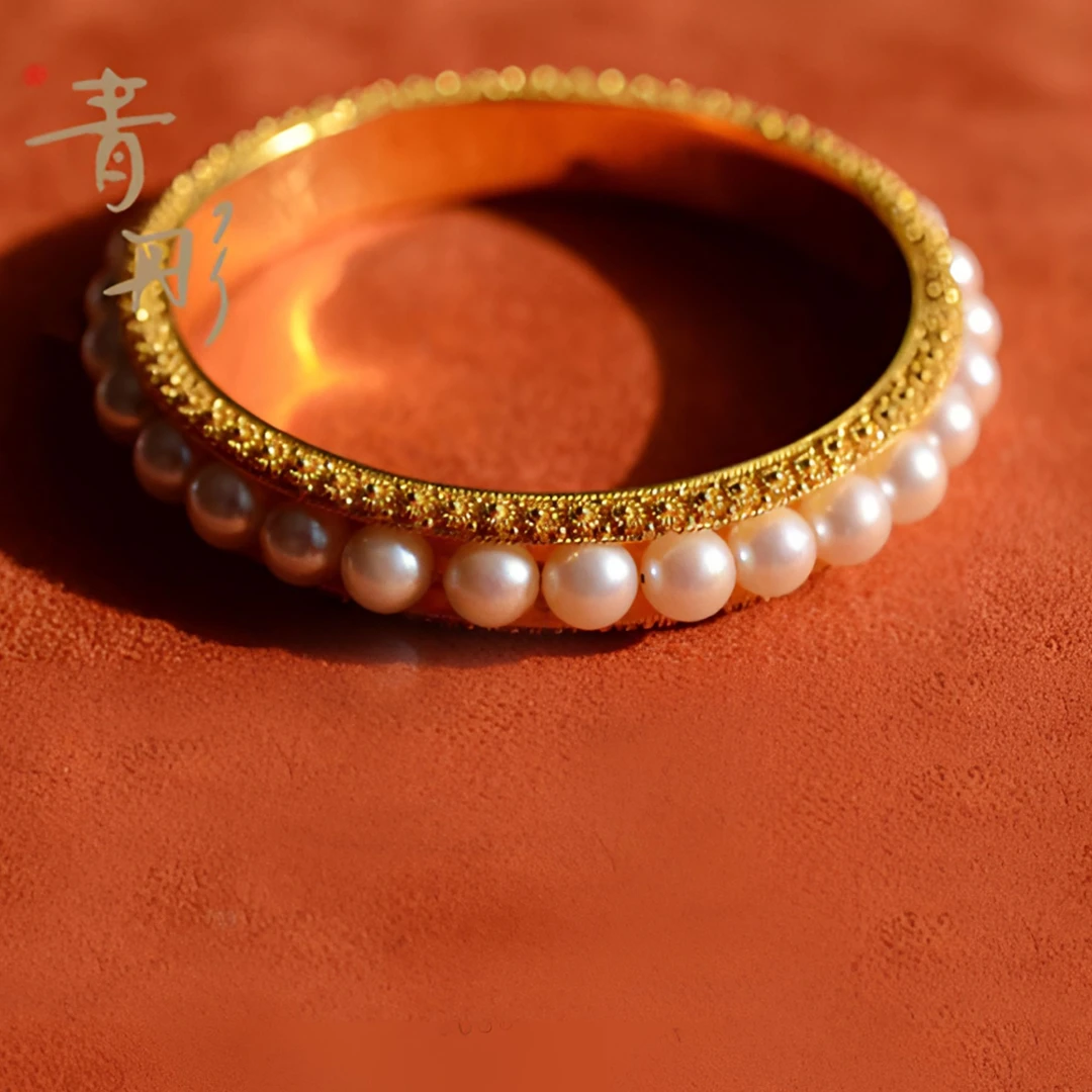 铜合金手镯 花丝传承手镯婉容皇后手镯复古宫廷轻奢高级气质百搭