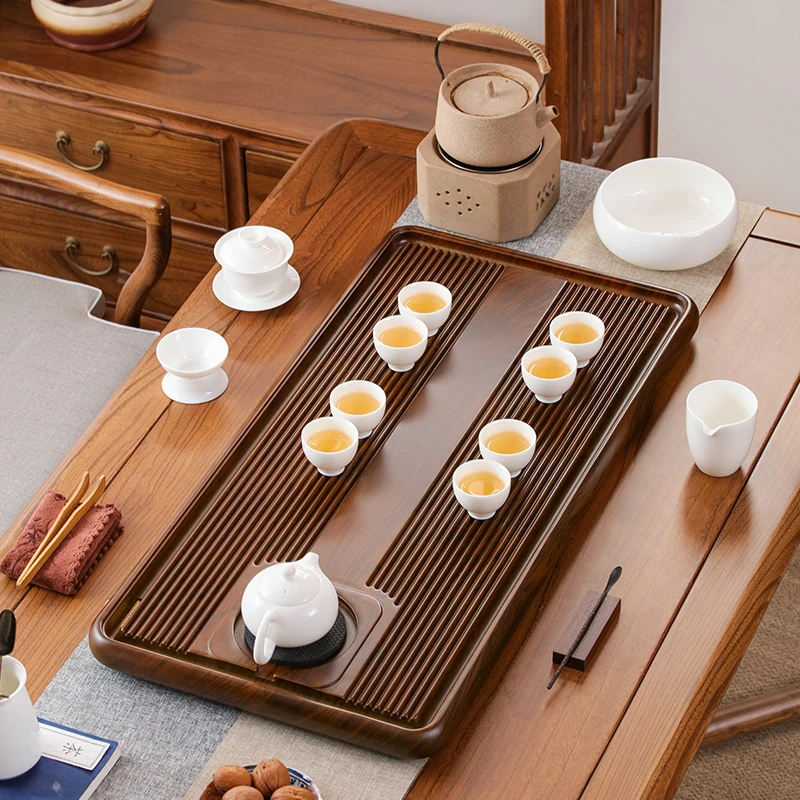 茶具茶盘家用简约排水电木款茶托高档实木吸水新中式套装客厅茶台
