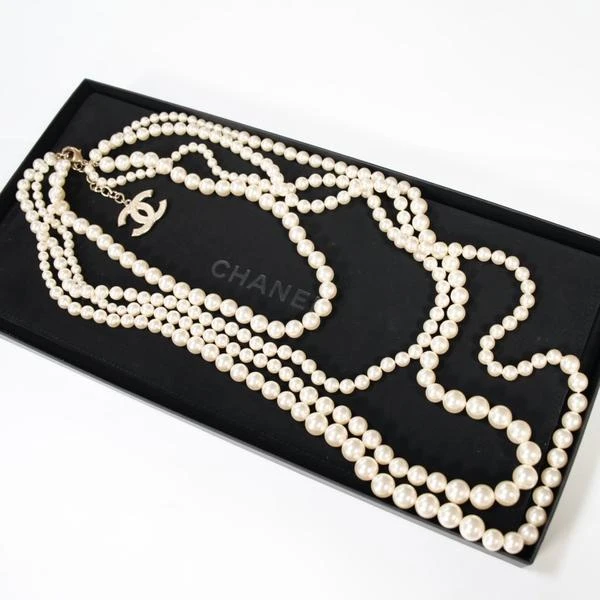 Chanel 金色双C吊坠珍珠多层项链