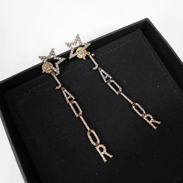 Dior 闪钻字母流苏星星耳钉