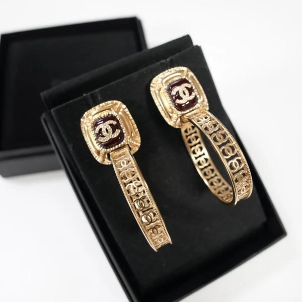 Chanel22K复古红金耳夹