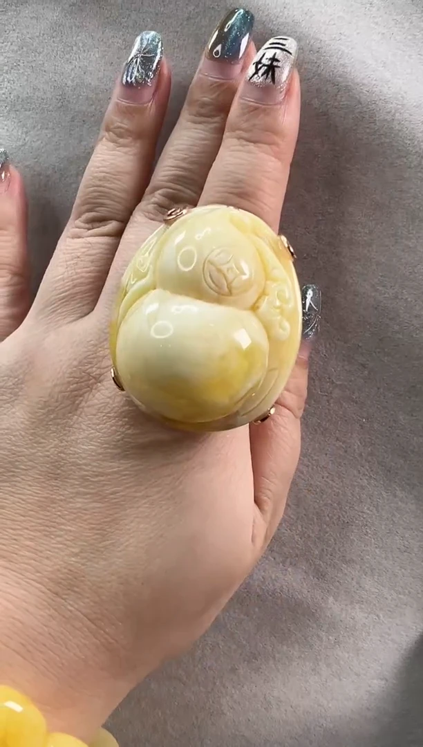 【闪购商品】琥珀戒指银S925镶嵌戒指