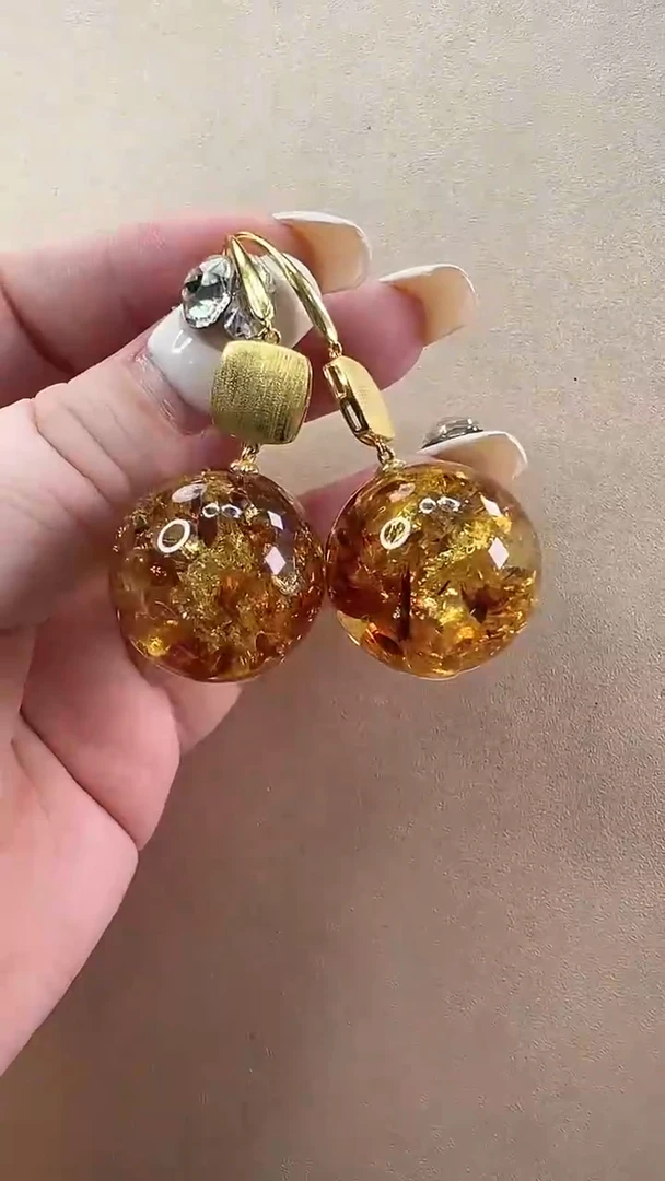 【闪购商品】琥珀耳饰未镶嵌耳环