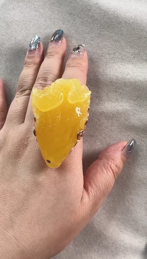 【闪购商品】琥珀戒指银S925镶嵌戒指