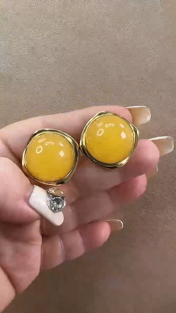 【闪购商品】琥珀耳饰未镶嵌耳环