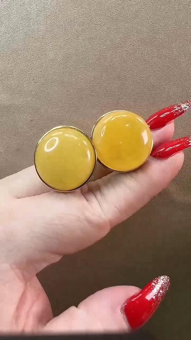 【闪购商品】琥珀耳饰银S925镶嵌耳环