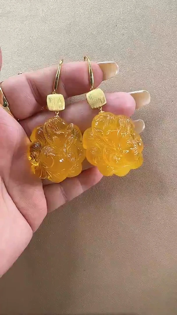 【闪购商品】琥珀耳饰未镶嵌耳环