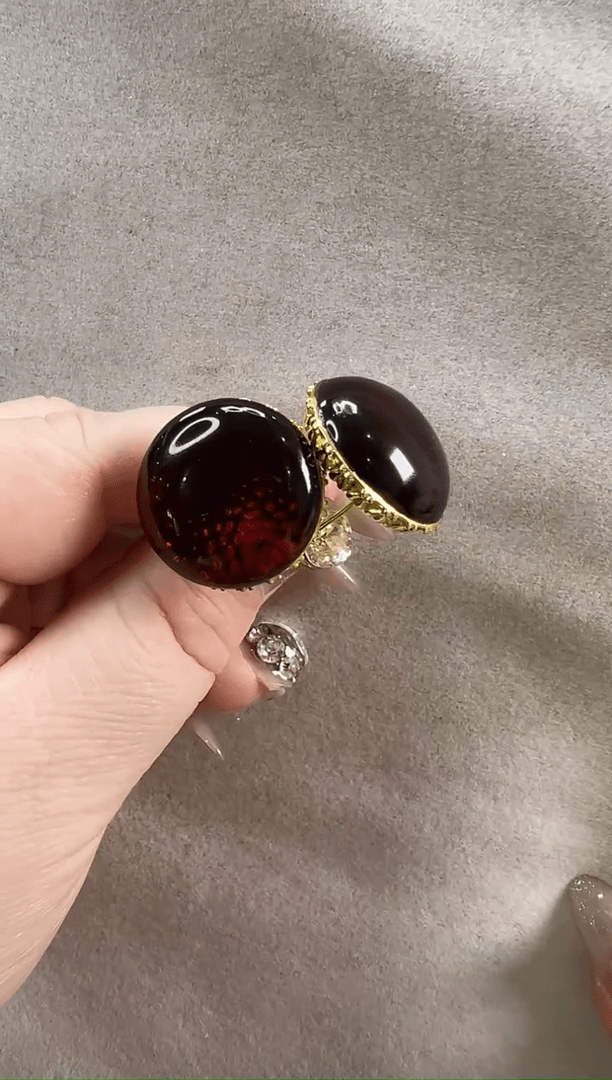 【闪购商品】琥珀耳饰银S925镶嵌耳环