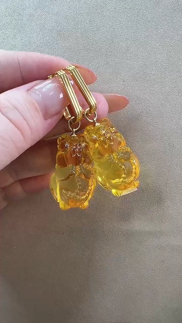 【闪购商品】琥珀耳饰未镶嵌耳环