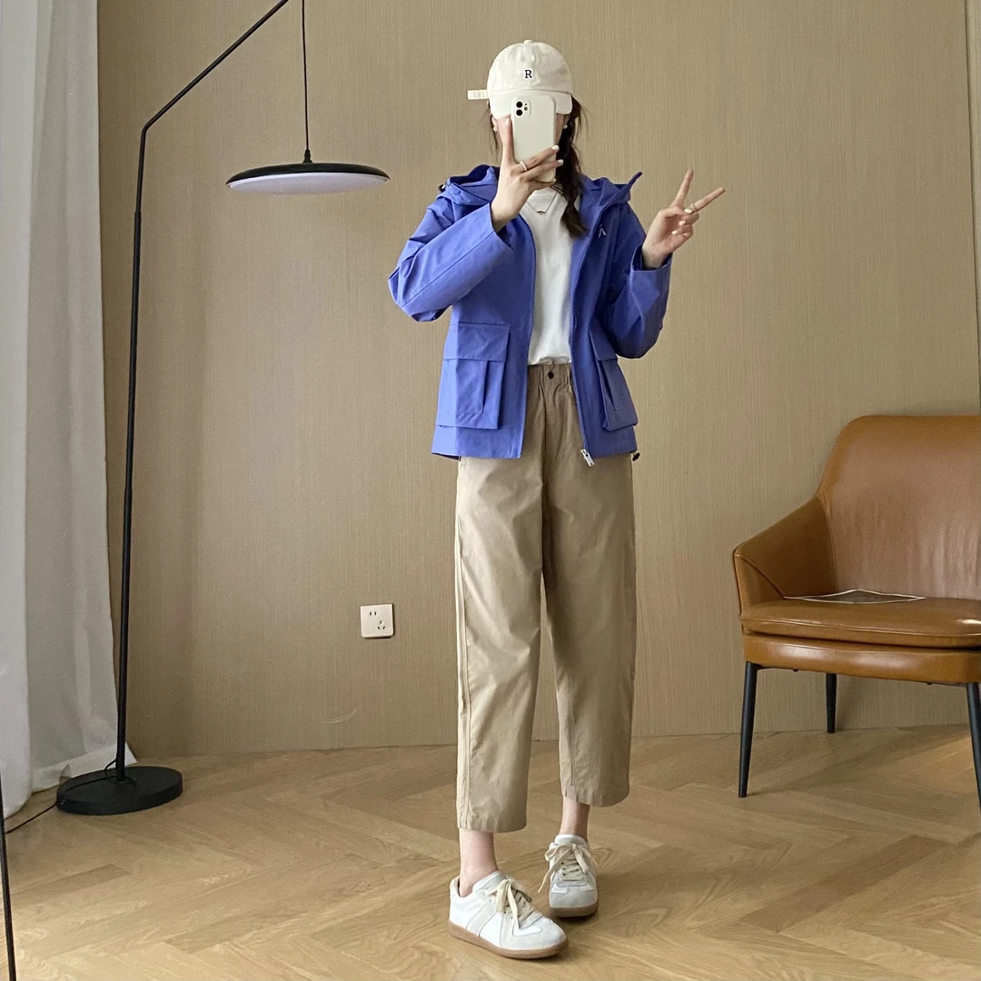 东力！户外防风防水运动休闲连帽短款冲锋衣外套（23276）