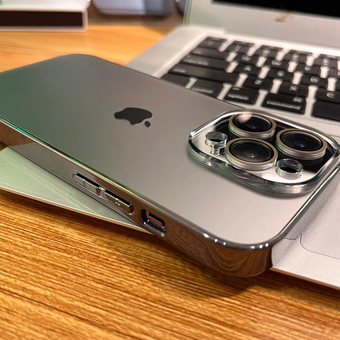 钛金灰高级感适用苹果15promax手机壳带镜头膜iPhone14/13/12电镀