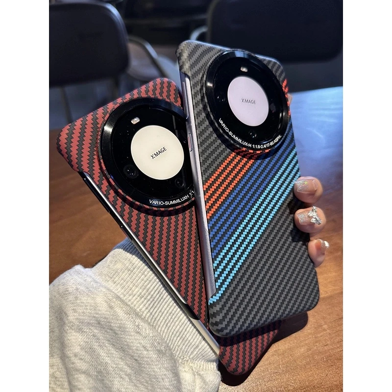 适用华为mate70pro手机壳60Pro高级感无边框碳纤维纹理防摔创意壳